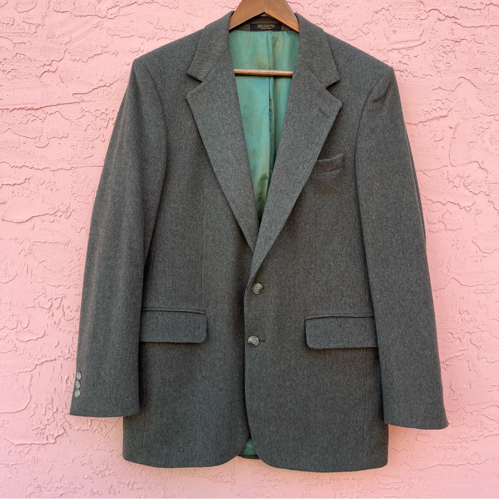 Vintage Christian Aujard Sport Coat Blazer Green Camel Hair Wool Paris Size 40L